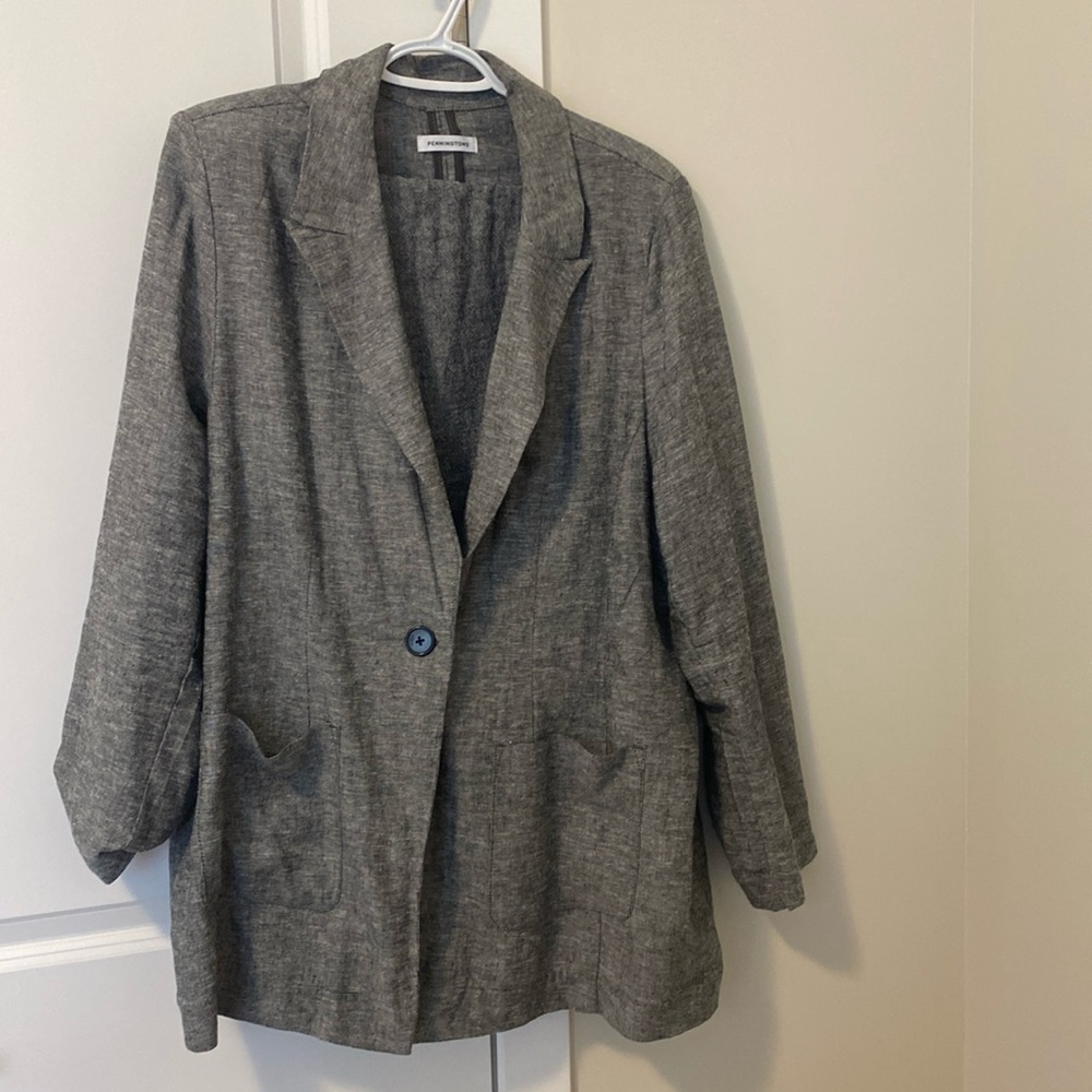 2 piece Penn's set of women's linen blend blazer (18) jacket and pants (1X)